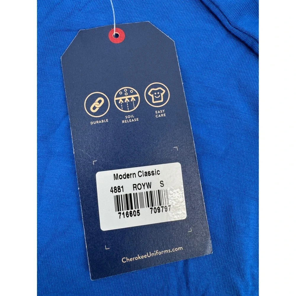 Cherokee Workwear Royal Blue Long Sleeve Scrub Undershirt Top 4881 Small NWT - Picture 6 of 7